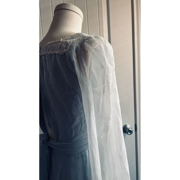 GUNNE SAX by JESSICA 70's Cloud Voile Blue Tie Back Maxi Dress S XS - Picture 13 of 16